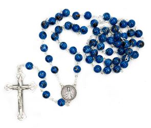 Blue Glass Bead Rosary 8Mm