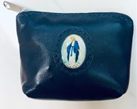 Blue Our Lady of Guadalupe Italian Leather Zipper Rosary Case