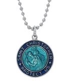 Blue and Aqua St. Christopher Surfer Style Medal on Chain