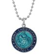 St. Christopher Blue and Aqua Surfer Style Medal on Chain
