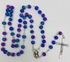 Blue and Pink Translucent Bead Rosary from Italy
