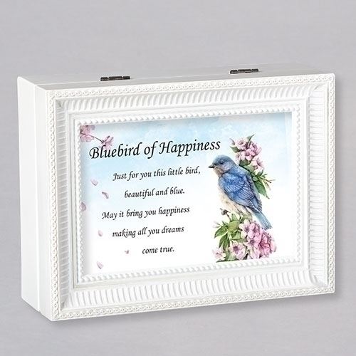 Bluebird of Happiness Large White Music Box