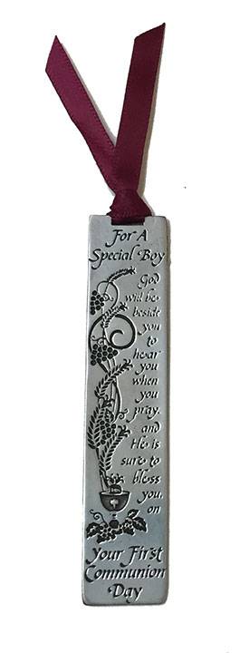 Ribbon Bookmark, First Communion, Pewter Charms