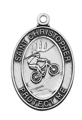 Boy's Pewter Biking Medal On A 24" Stainless Chain