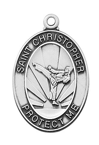 Boy's Pewter Karate Medal On A 24" Stainless Chain