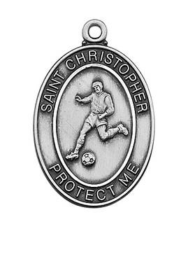 Boy's Pewter Soccer Medal On A 24" Stainless Chain