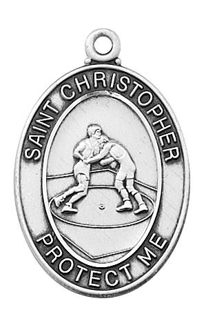 Boy's Pewter Wrestling Medal On A 24" Stainless Chain
