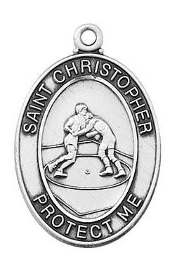 Boy's Sterling Wrestling Medal With 24" Chain
