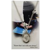Boys St. Christopher Pewter Snowboarding Medal on 24" Chain with Prayer Card