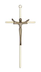 Brass 10" Wall Cross with Bronze Plated Risen Christ