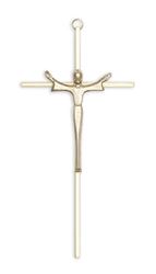 Brass 10" Wall Cross with Gold Plated Risen Christ