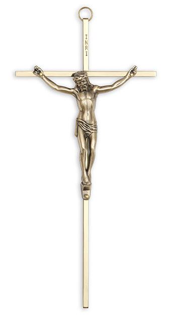 Brass 10" Wall Crucifix with Bronze Plated Corpus