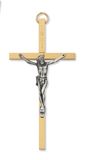 Brass with Silver Corpus 4" Wall Crucifix 