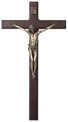 Bronze Colored Corpus on 10" Wood Wall Crucifix