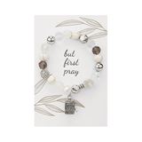 But First Pray Prayer Box Bracelet, Silver