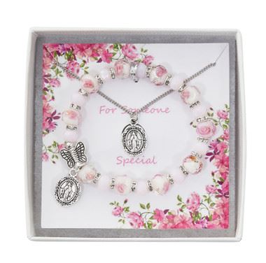 Butterfly Bracelet and Miraculous Necklace Set