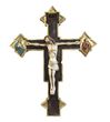 Byzantine 31" Wall Crucifix Ceramic Hand Painted In Italy; 31"X 25"