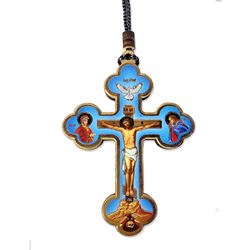 Byzantine Icon Cross on Rope 3 1/2 Inch Made in Ukraine