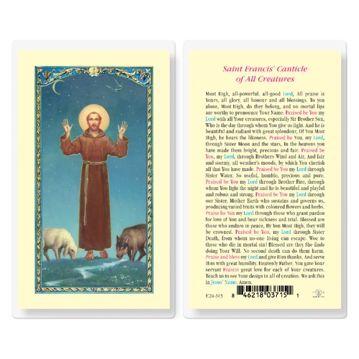 Saint Francis Canticle of All Creatures Holy Card