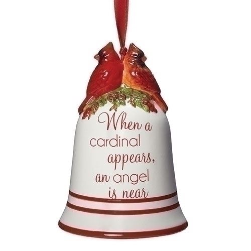 Cardinal Bell 5.25" Ornament cardinals appear when angels are near