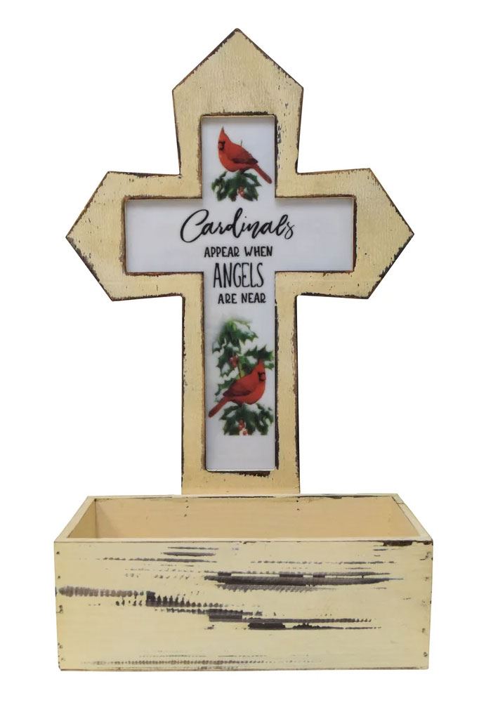 Cardinals Appear When Angels Are Near Cross Planter