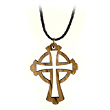 Celtic Olive Wood Cross On Cord Necklace