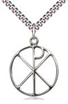 Chi Rho Sterling Silver Medal on 24 inch Chain