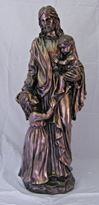 Christ with Children 35" Lightly Painted Bronze Fiberglass Statue