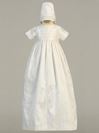 Raw Silk Heirloom Christening Gown with Hat