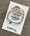 With God All Things Are Possible Millefiori Glass Beaded Bracelet