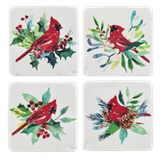 Christmas Cardinal Coasters, 4pc set