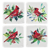 Christmas Cardinal Coasters, 4pc set
