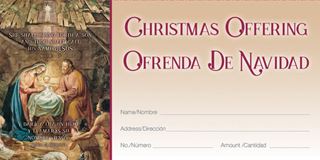 Christmas - Old Master - Nativity - She shall bring forth a son - Matthew 1:21 - Y dara a luz un hijo - Mateo 1:21 - Pkg 100 - Spanish & English - Bilingual Offering Envelope