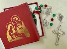 Christmas Story Rosary from Italy with Red and Green Beads
