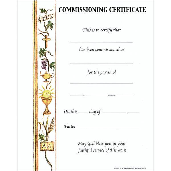 Commissioning Certificate with Envelope