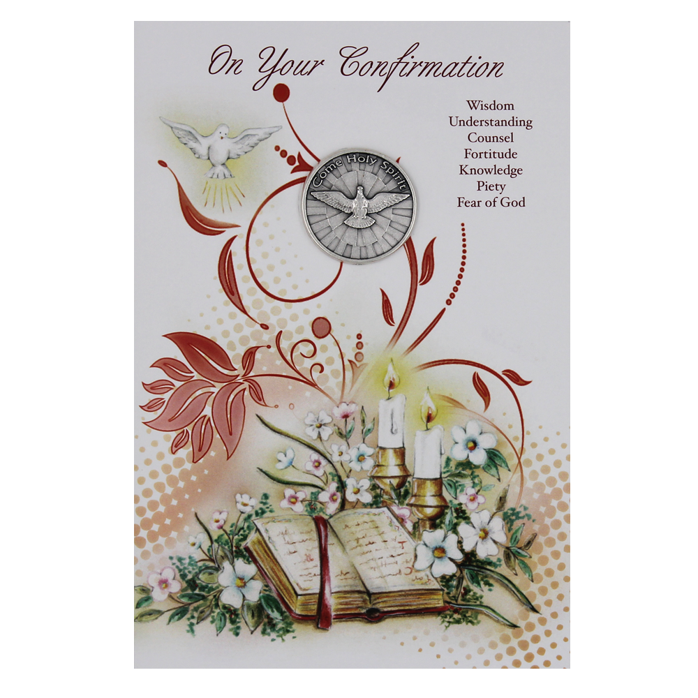 Confirmation Greeting Card with Envelope and Removable Confirmation Pocket Token   Made in Italy