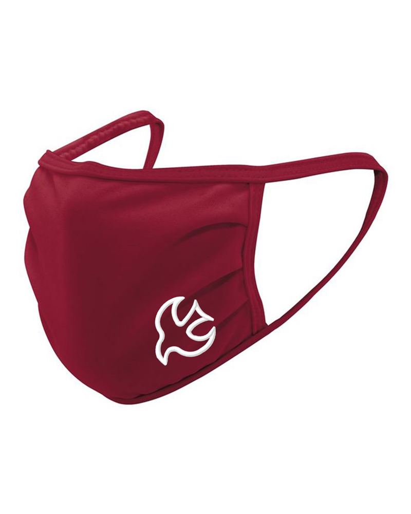 Confirmation Face Mask with Embroidered Dove, Red