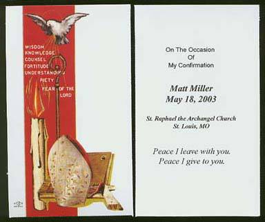 Confirmation Personalized Holy Cards-Laminated