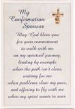 Confirmation Sponser Lapel Pin and Prayer Card