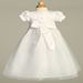 Corinne Satin and Lace Trim French Dot Tulle Christening Gown with Bonnet - PT14832