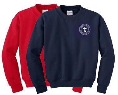 Crewneck Sweatshirt with St. Francis of Assisi Logo, Embroidered