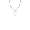 Silver Plated Round Enameled Cross and Centered Chalice Necklace