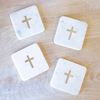 Gold Cross Marble Coasters Set of 4