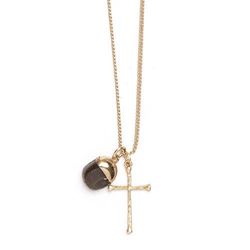 Cross Stone Charm Necklace