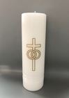 Cross with Rings 3 x 10 White Unity Candle