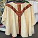 IHS Crown of Thorns Chasuble with Plain Neckline, White and Red