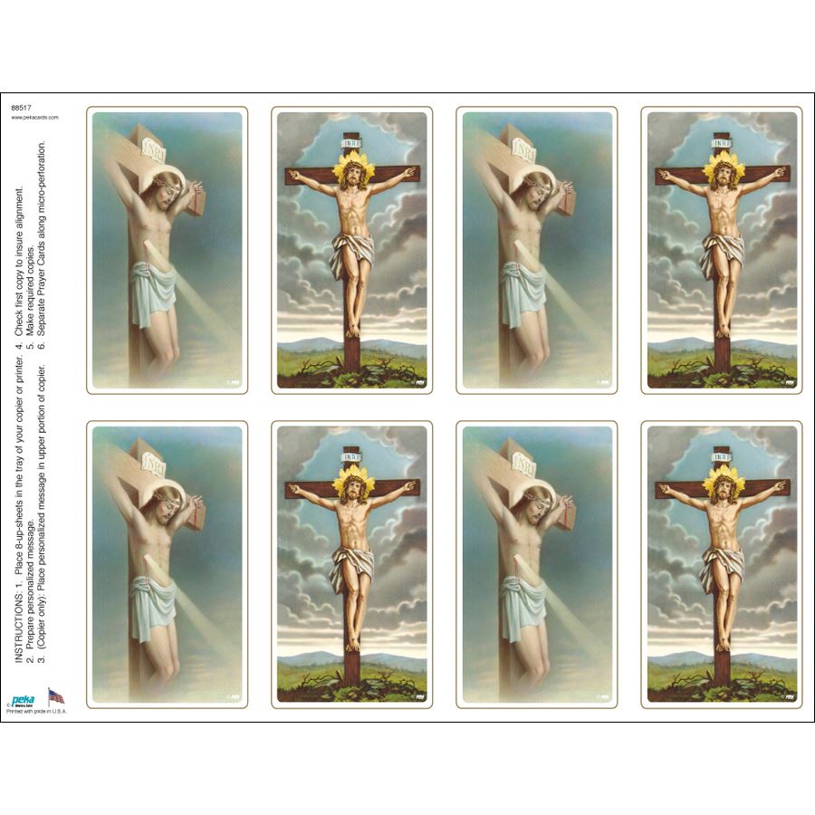 Crucifix Assortment Print Your Own Prayer Cards - 25 Sheet Pack