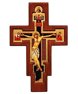 Crucifix Icon on 6.2 Inch Wood Wall Cross