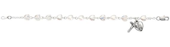 Crystal Heart Bracelet With Miraculous And Cross Charms