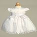 Crystal Satin with Lace Trim Embroidered Organza with Crosses Christening Dress and Bonnet - PT14835